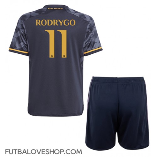 Dres Real Madrid Rodrygo Goes #11 Preč pre deti 2023-24 Krátky Rukáv (+ trenírky)